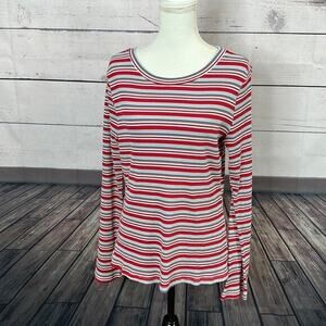 ModCloth Tee Shirt Top Womens XL Striped Multicolor Textured Ribbed Stretch NWT